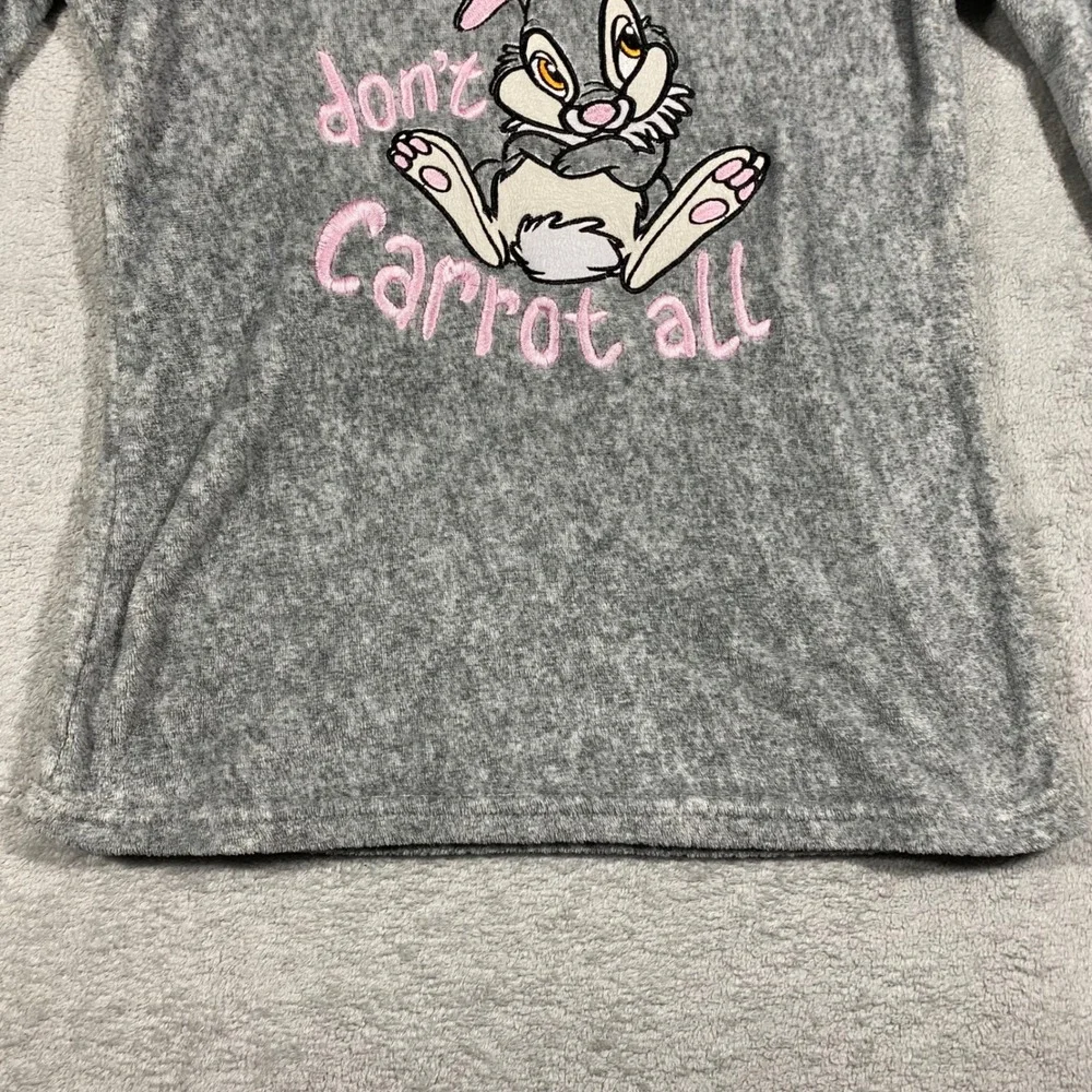 Disney Thumper Pajama Top Womens S Small Grey Long Sleeve Fleece Sleep Shirt - Picture 9 of 15